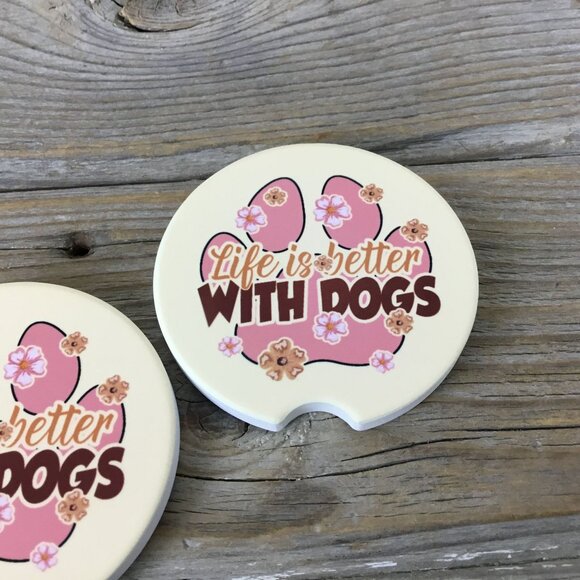 Life is Better with Dogs Car Coasters Set of 2 - Picture 4 of 6